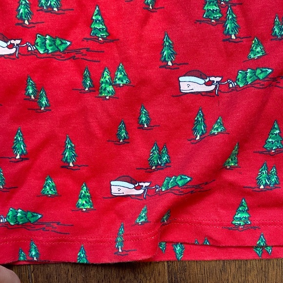 Vineyard Vines Red Kids Pajama Set with Christmas Trees - Picture 5 of 11